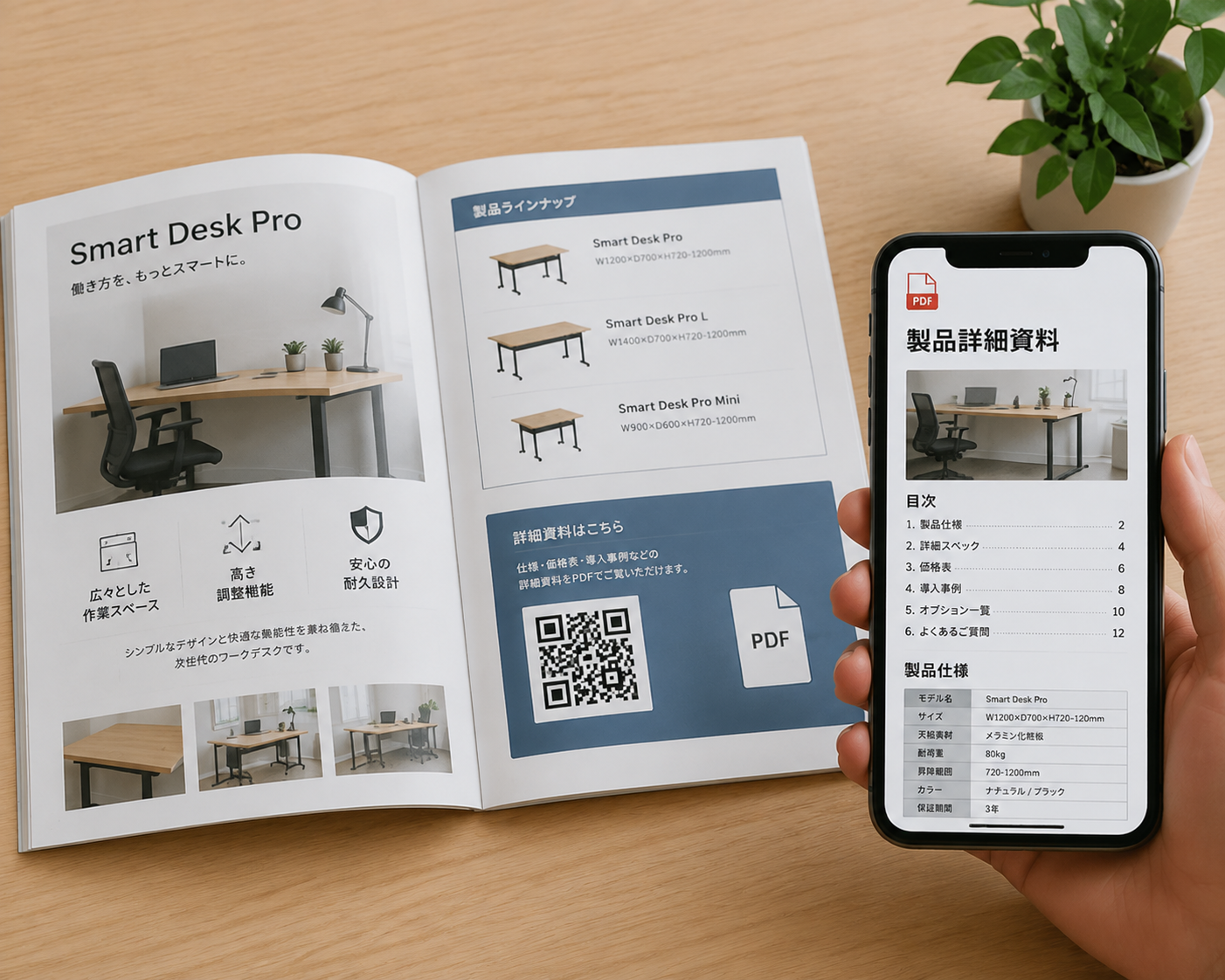 カタログでQRコード化したPDFを活用する例