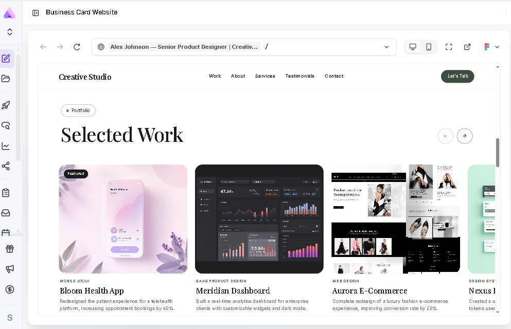 Website created from a business card using Readdy