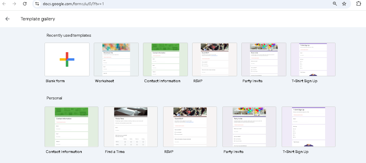 Google Forms templates