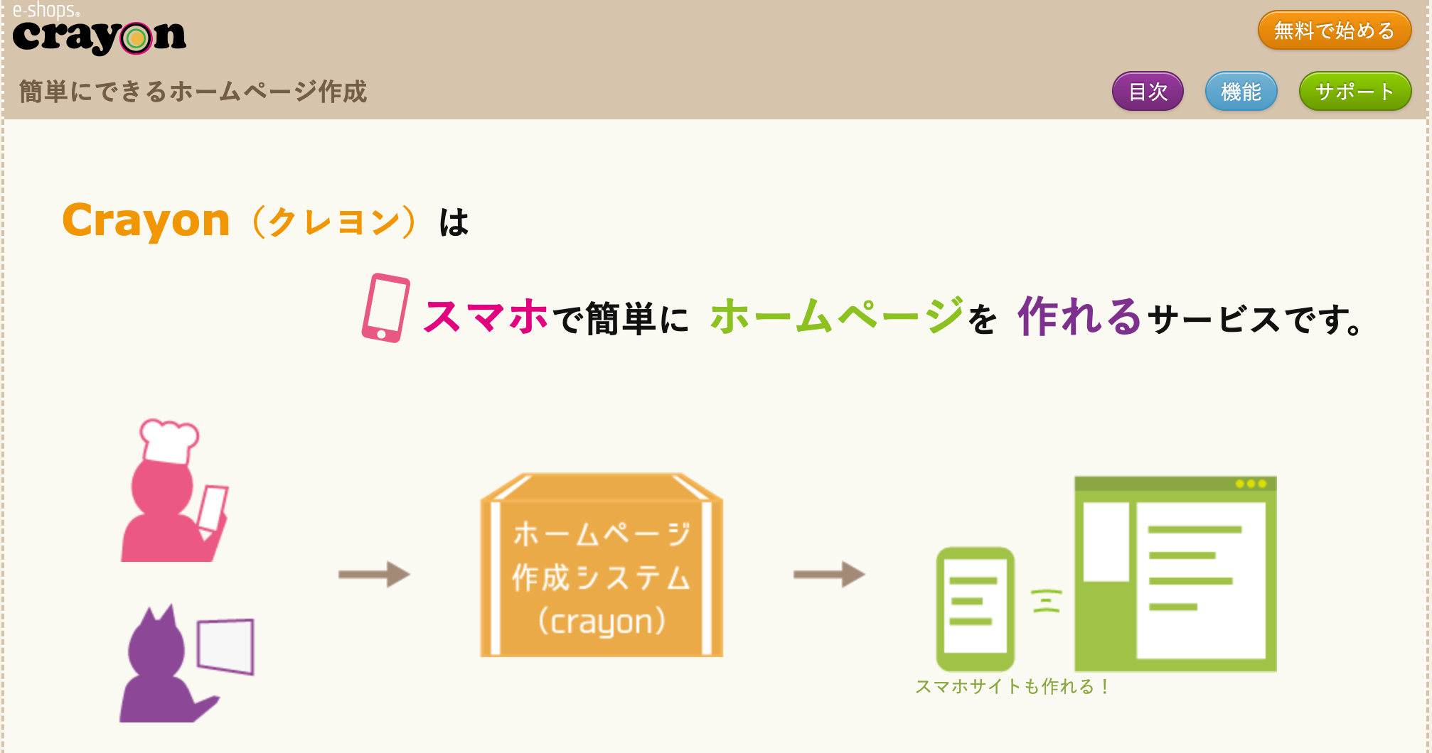Crayonのホームページ画面