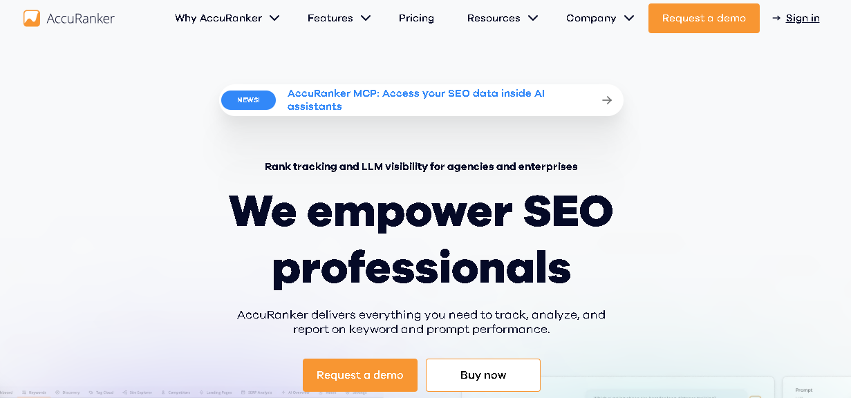 AccuRanker homepage