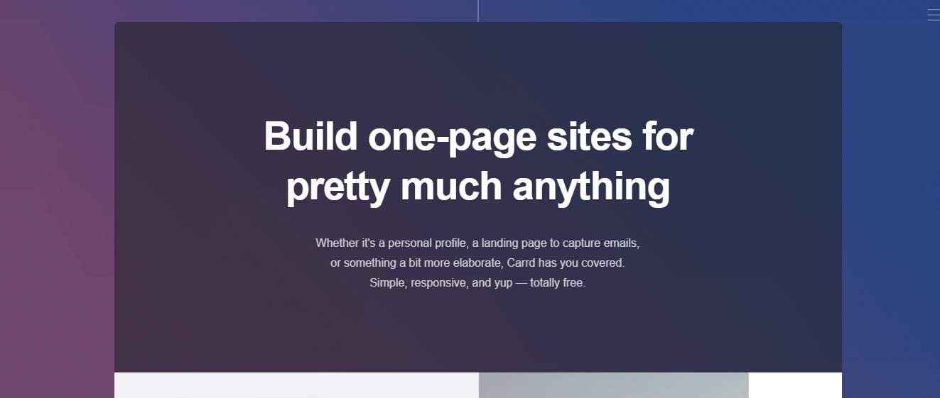 Carrd free landing page builder homepage