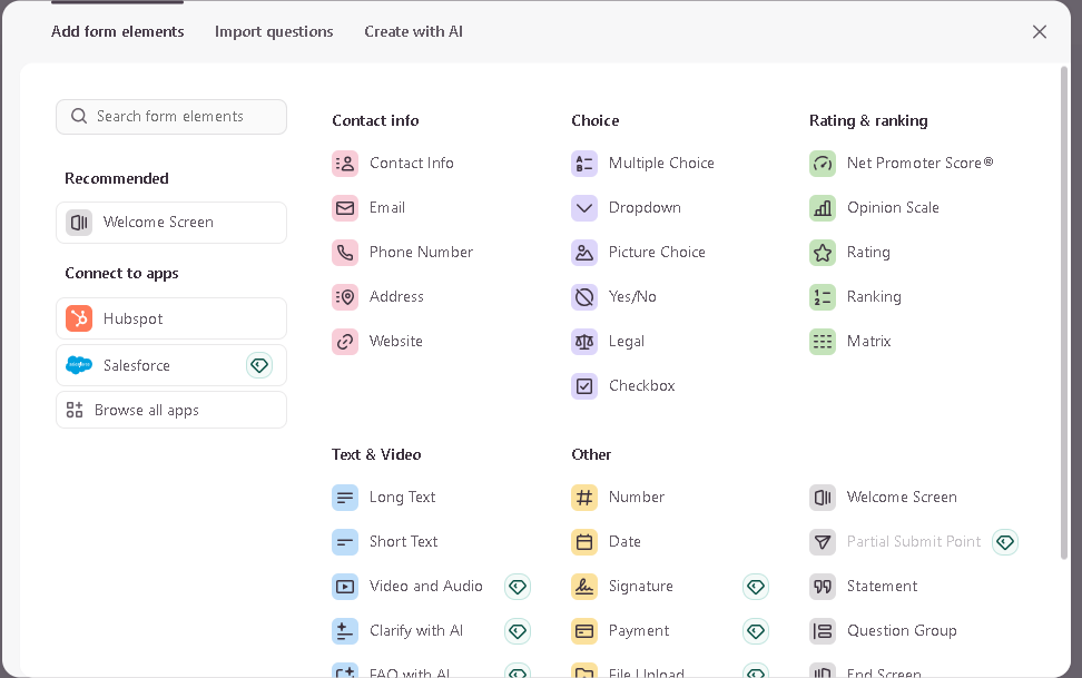 Creating a form with Typeform form builder