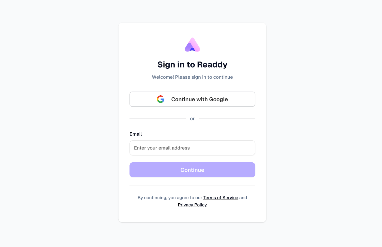 Readdyにサインイン