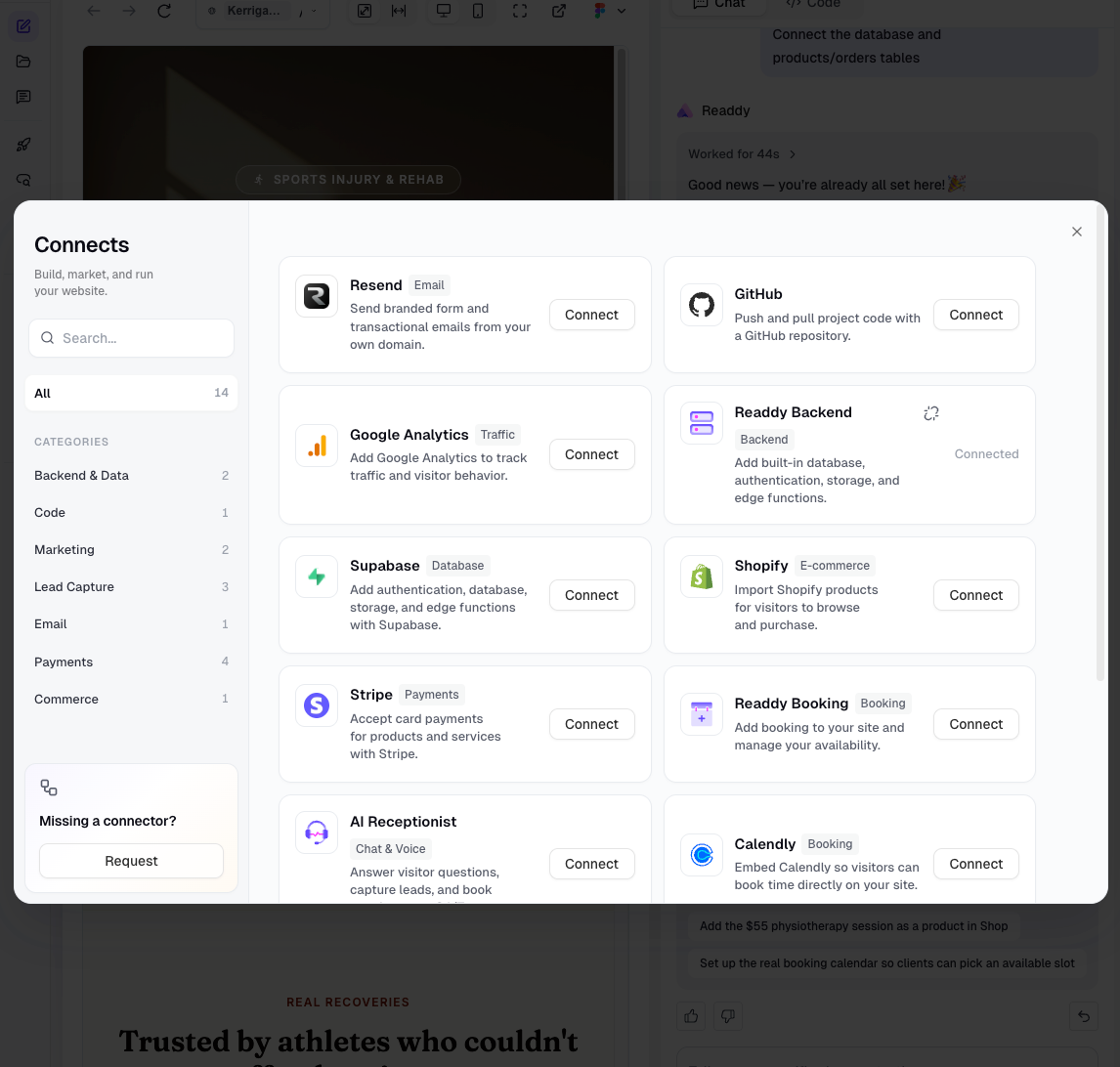 Landing page conversion setup with built-in bookings and payments in a no-code AI website builderLanding page conversion optimization using built-in SEO and GEO tools before publishing