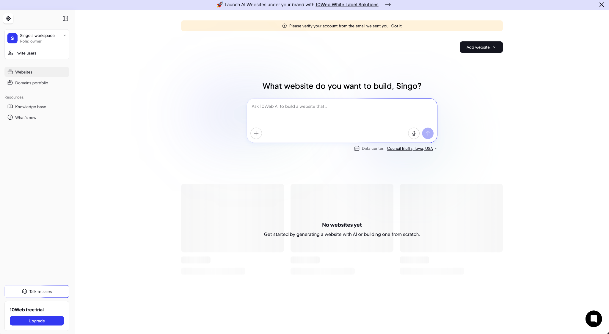 10Webの制作画面