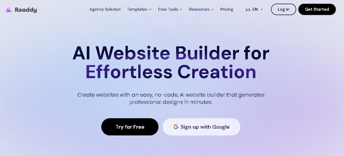 Readdy AI Website builder homepage