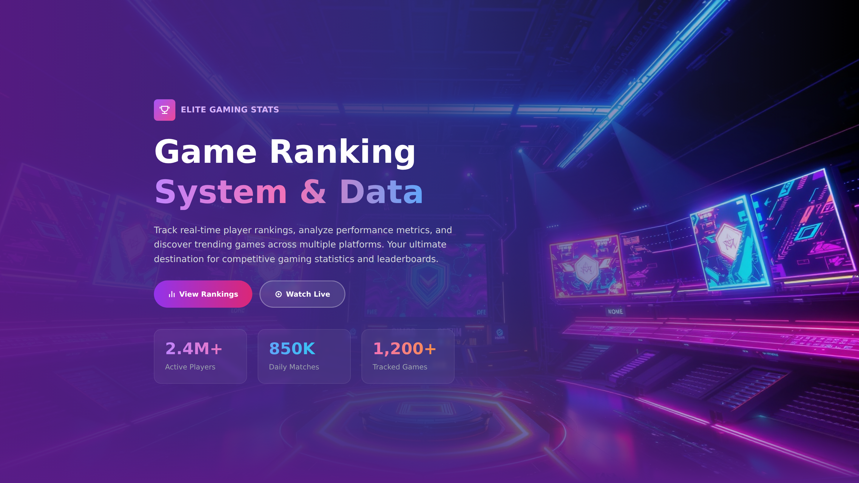 Game Ranking System and Data Visualization Website Template | Readdy AI