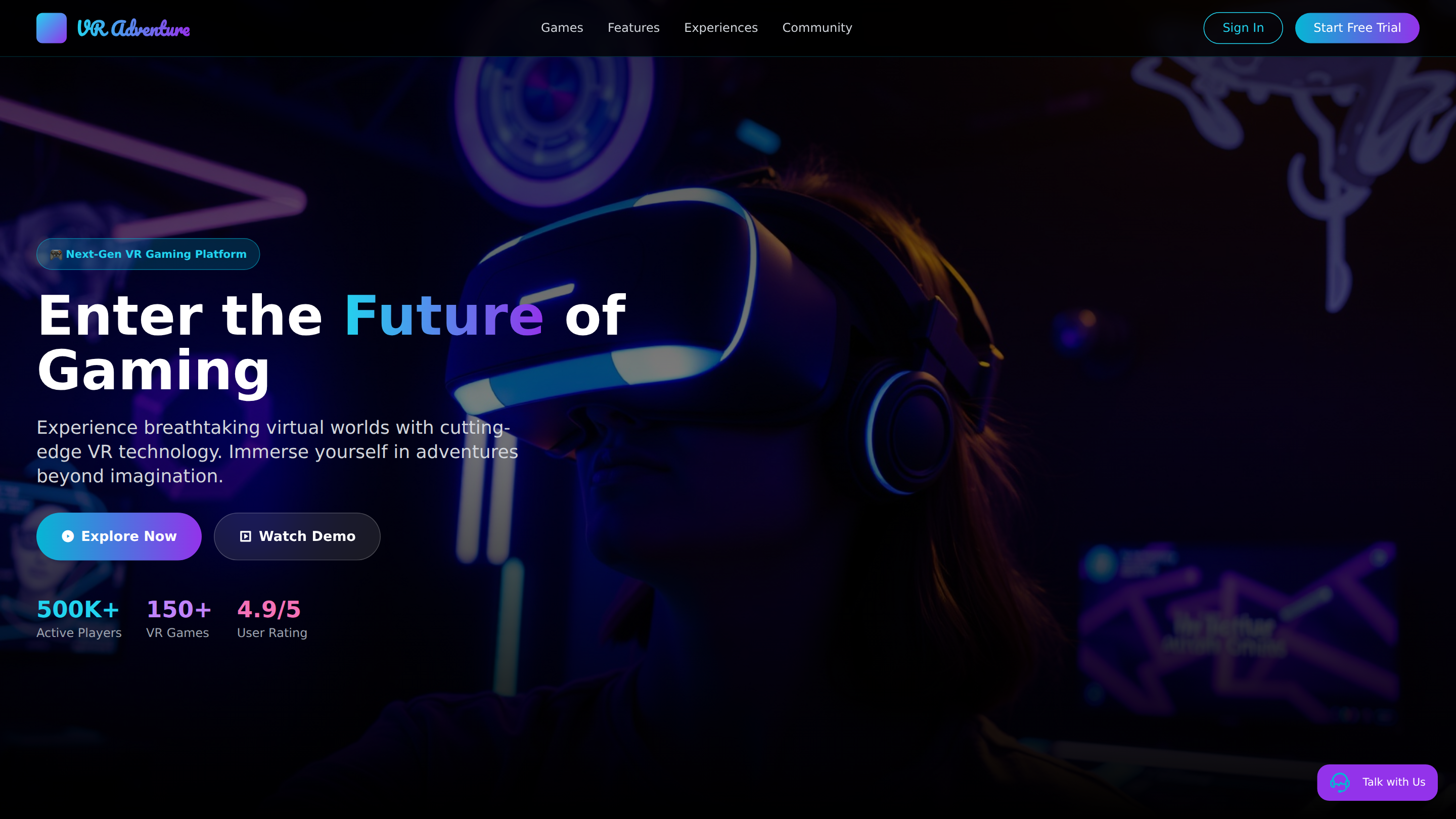 VR Adventure and Immersive Experience Game