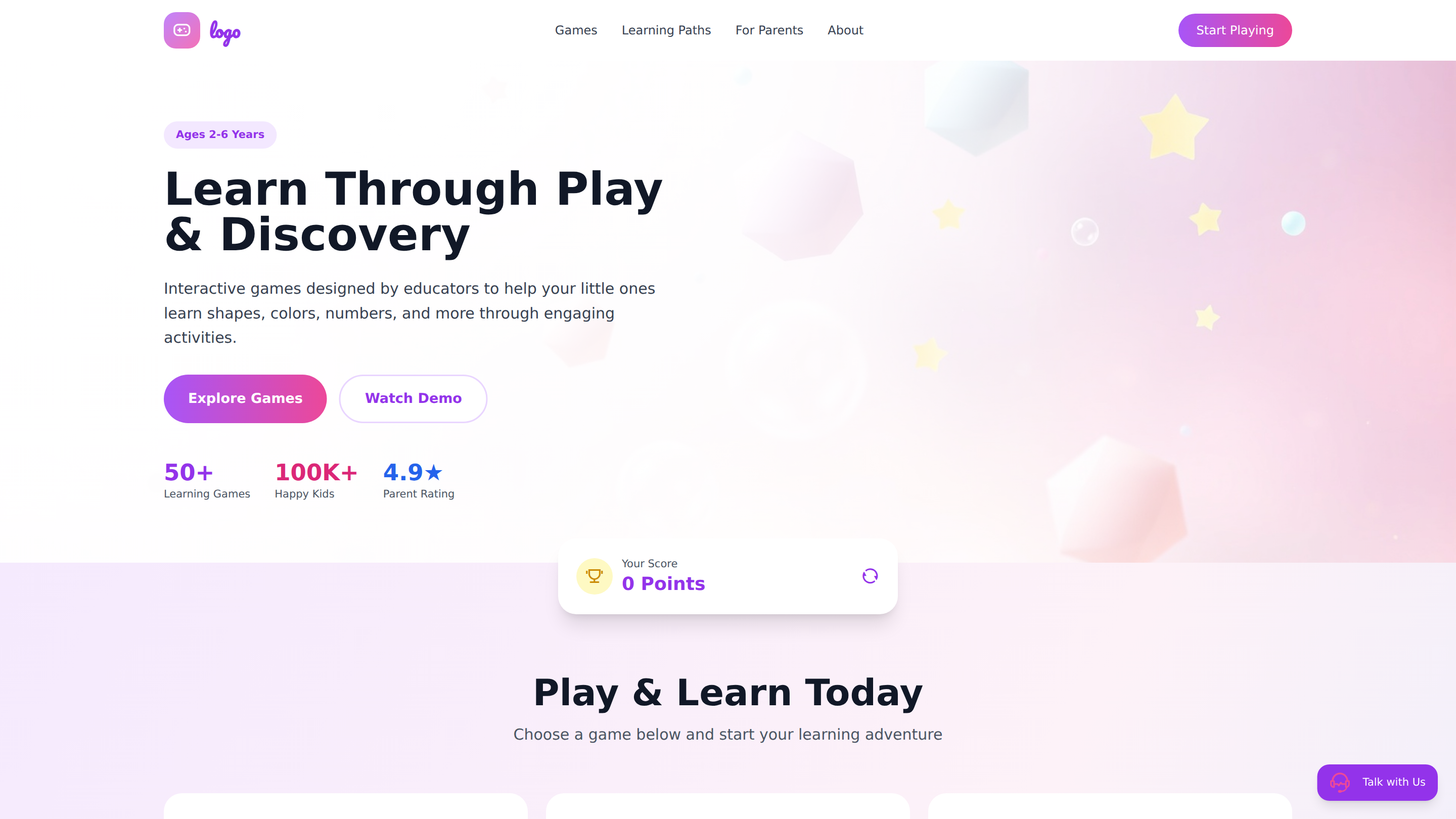 Early Childhood Interactive Learning Game