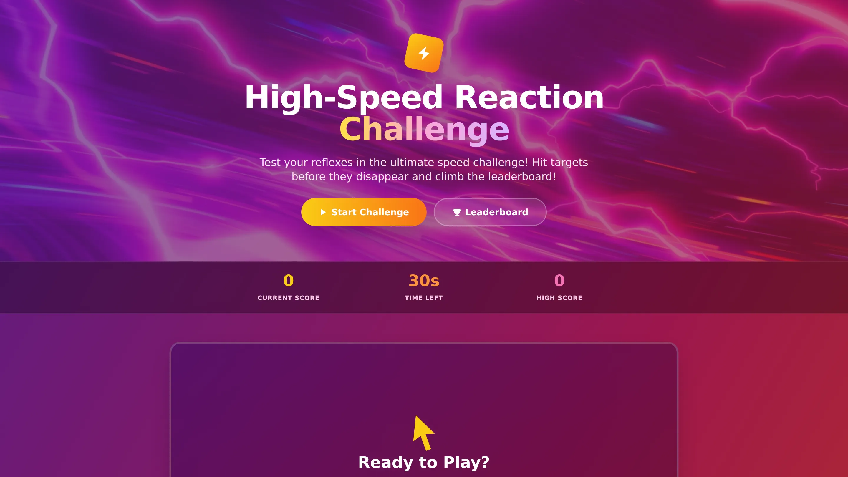 High-Speed Reaction Challenge Action Game