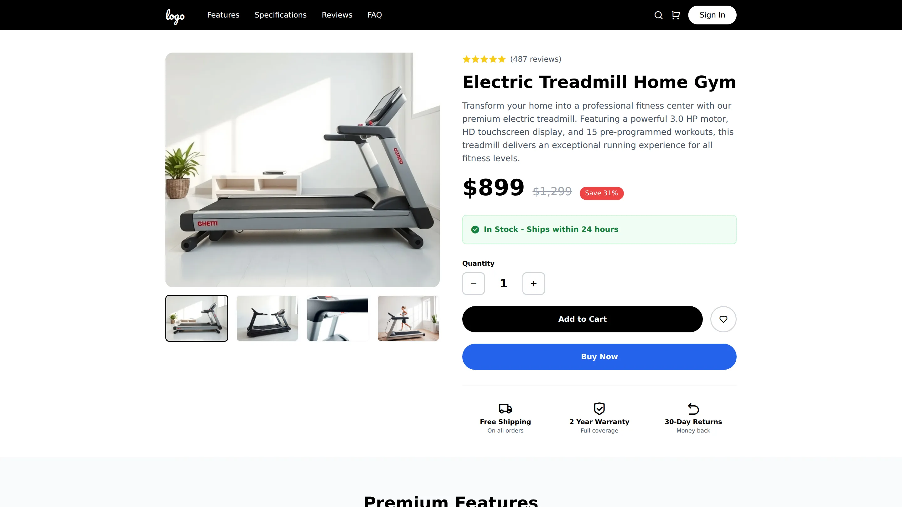 Electric Treadmill Home Gym